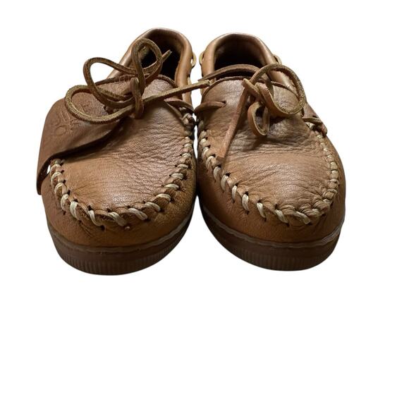 Minnetonka Moosehide Classic Moccasin Loafers Natural Women's Size 8 - Picture 3 of 10